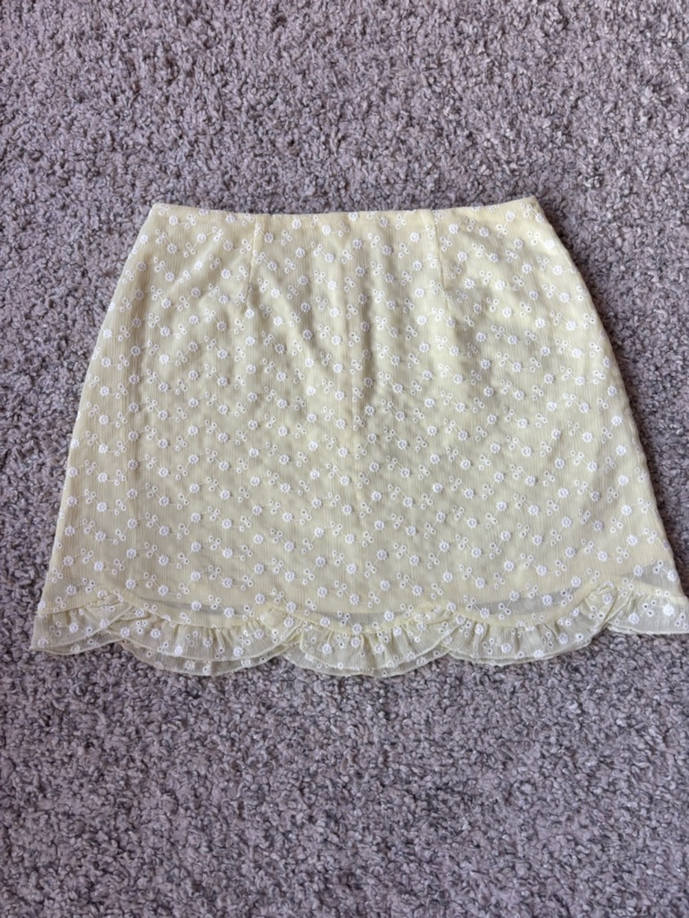 Altar'd State Pale Yellow Eyelet Mini Skirt
